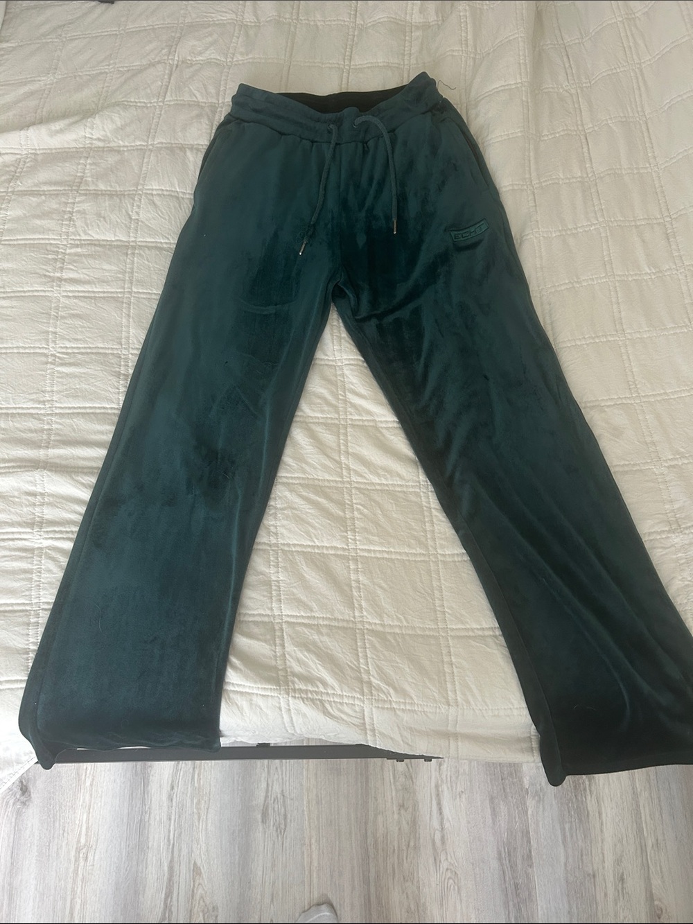 Women’s Dark Green Plush Lounge Pants - Cozy Drawstring Waist